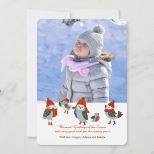 Cute Birds with Winter Clothes Photo Card
