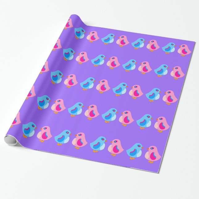 Cute Birds Wrapping Paper (Unrolled)