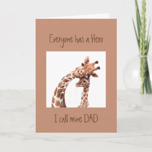Cute Birhday Custom Dad my Hero Giraffe Animal Fun Card