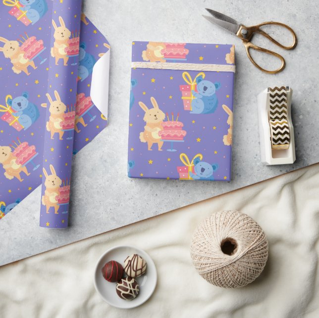 Cute Birthday Animals Wrapping Paper (Crafts)