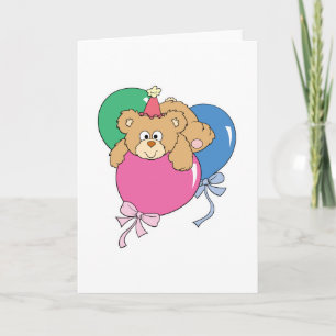 Cute Birthday Balloon Bear Card