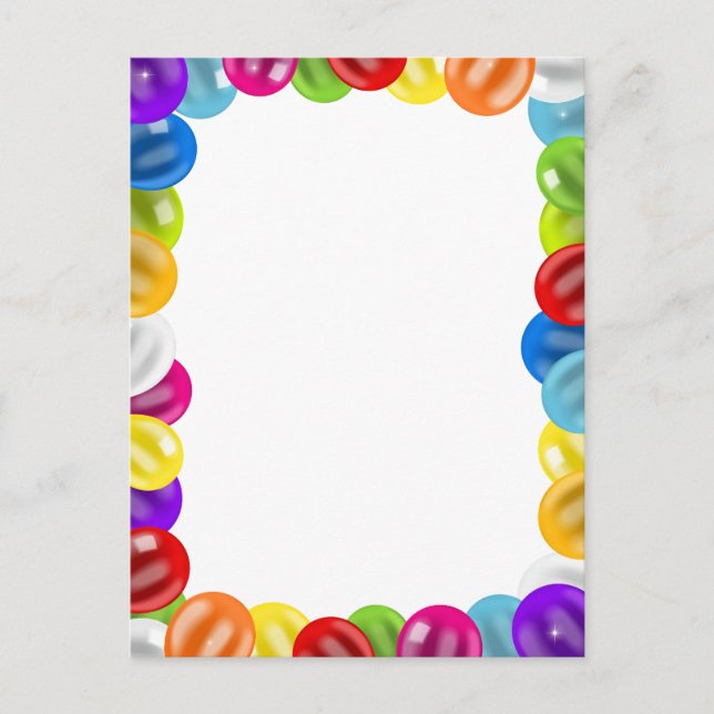 Cute Birthday Balloon Border Colourful Postcard (Front)