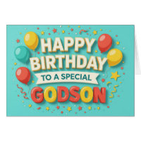 Cute Birthday Balloons & Confetti Card for Godson