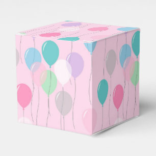 Cute Birthday Balloons Pattern on Pink Background Favour Box