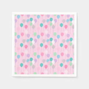 Cute Birthday Balloons Pattern on Pink Background Napkin