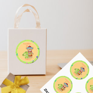 Cute Birthday Bear Age 4 Classic Round Sticker