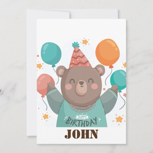 Cute Birthday Bear Invitation (Front)