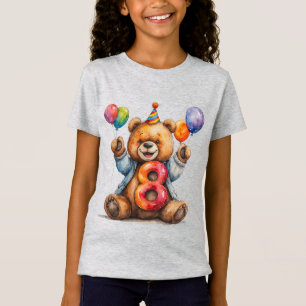 Cute Birthday Bear With Balloons And Party Hat T-Shirt