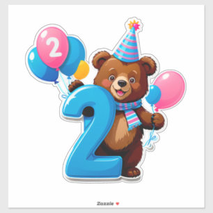 Cute Birthday Bear With Party Hat And Balloons