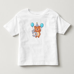 Cute Birthday Bear With Party Hat And Balloons Toddler T-Shirt