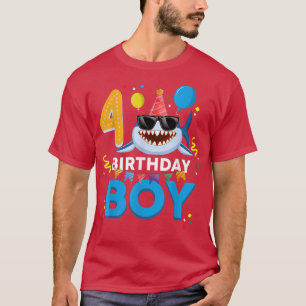 Cute Birthday Boy 4 Years Old Kids 4th Birthday Bo T-Shirt