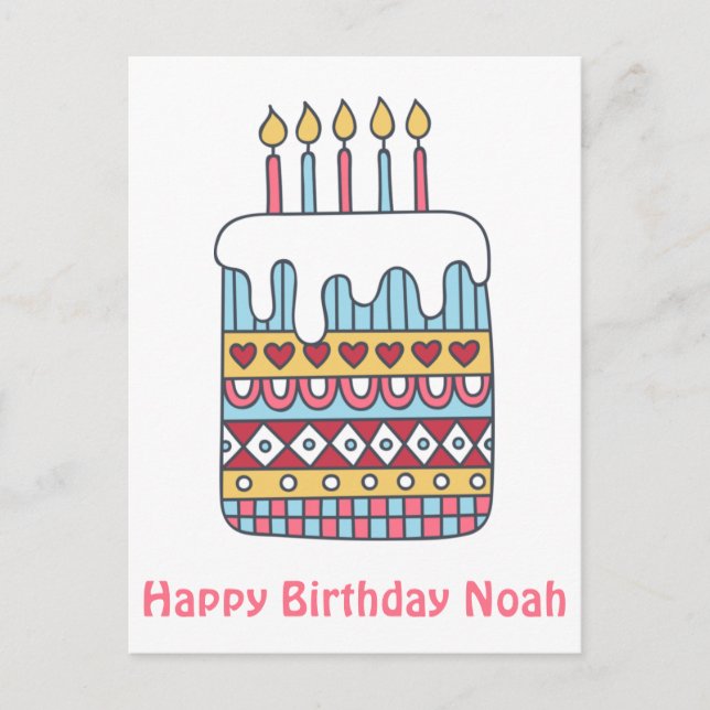 Cute Birthday Cake - Colourful Kids' Birthday Post Postcard (Front)