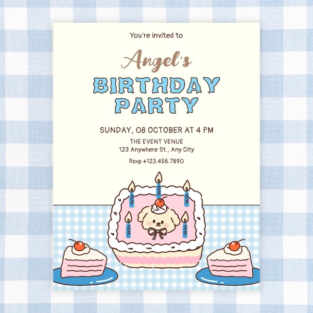 Cute birthday cake  invitation (Creator Uploaded)