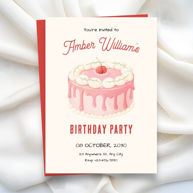 Cute birthday cake  invitation (Creator Uploaded)