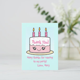 Cute Birthday Cake Thank You Card