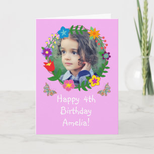 Cute Birthday Card Kids Girls Butterflies Photo