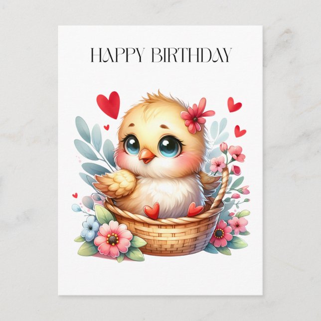 Cute Birthday Chick. Postcard (Front)