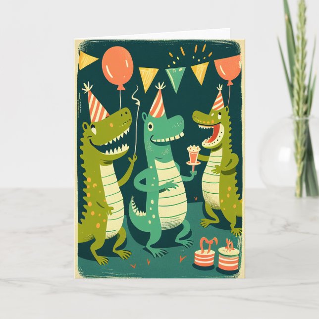 Cute Birthday Crocodiles Greeting Card (Front)