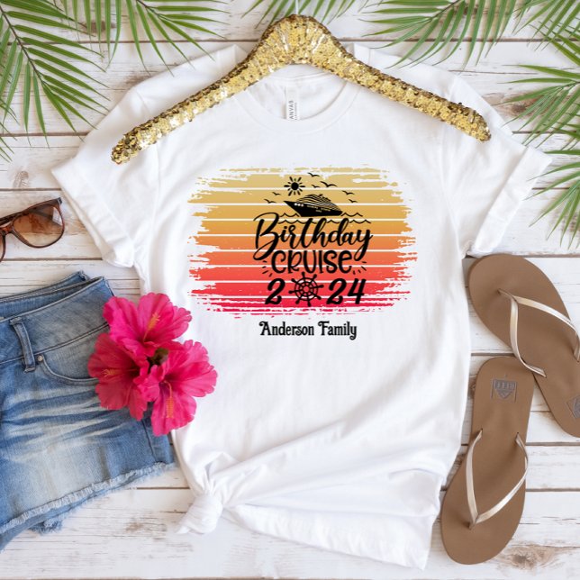 Cute Birthday Cruise Ship Family Trip Sunset  T-Shirt (Creator Uploaded)