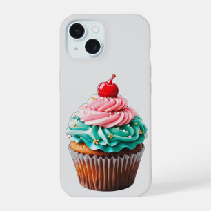 Cute Birthday Cupcake Dessert Illustration Clipart iPhone 15 Case