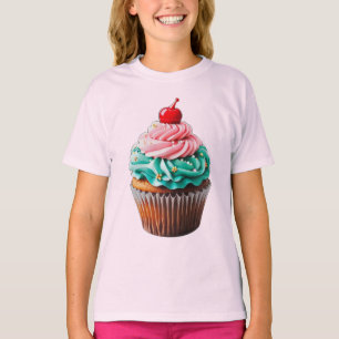 Cute Birthday Cupcake Dessert Illustration Clipart T-Shirt