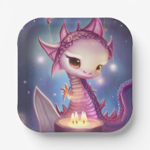 Cute Birthday Dargon  Paper Plate