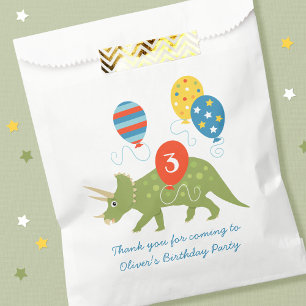 Cute Birthday Dinosaur Triceratops Custom Name Age Favour Bags