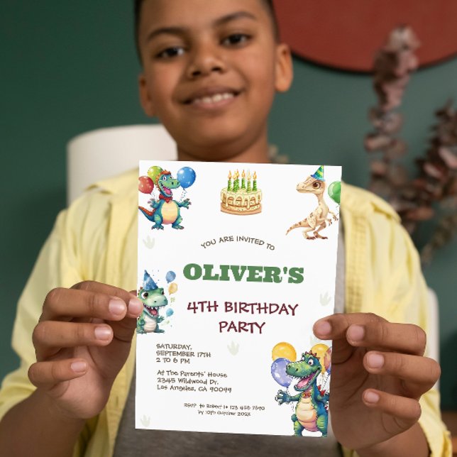 Cute birthday dinosaurs kids birthday party invite (Creator Uploaded)