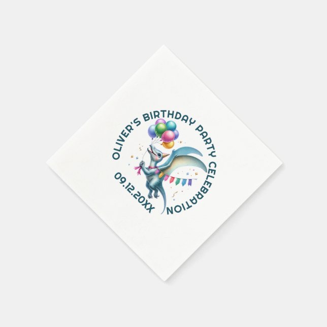 Cute Birthday Dinosur Napkin (Corner)
