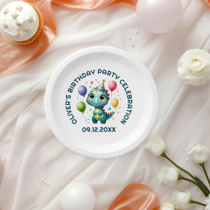 Cute Birthday Dinosur Paper Plate