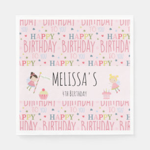 Cute Birthday Fairy Personalised Party  Napkin