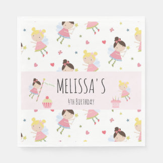 Cute Birthday Fairy Personalised Party Napkin
