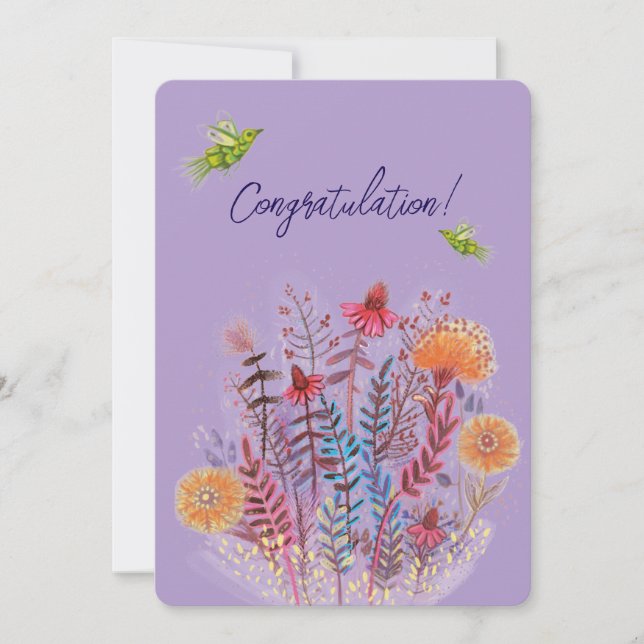 cute birthday floral  invitation (Front)