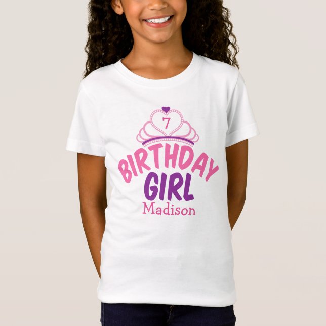 Cute Birthday Girl Princess Custom Tiara Kids T-Shirt (Front)