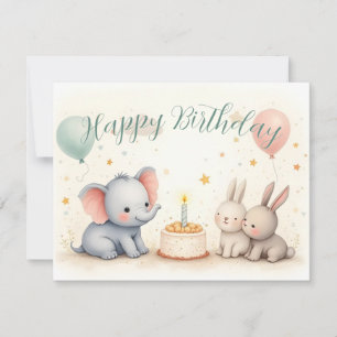 Cute Birthday Greeting with Animal Friends