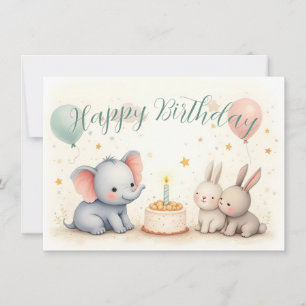 Cute Birthday Greeting with Animal Friends