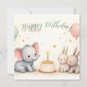 Cute Birthday Greeting with Animal Friends