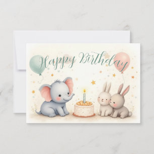 Cute Birthday Greeting with Animal Friends