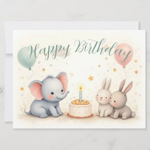 Cute Birthday Greeting with Animal Friends