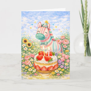 Cute Birthday Horse Card – Watercolor Animal