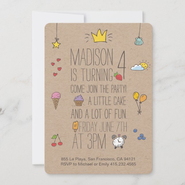Cute Birthday Invitation for little girls and boys (Front)