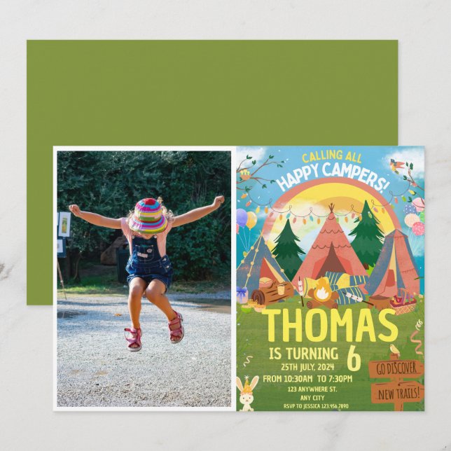 Cute Birthday modern kids Invitation (Front/Back)