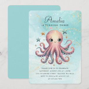 Cute Birthday Octopus Invitation