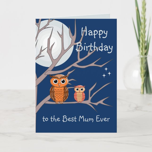 Cute Birthday Owls Folded Greeting Card (Front)