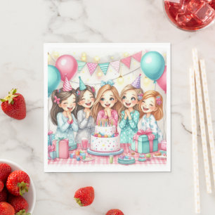 Cute Birthday Pajama Party Paper Napkin