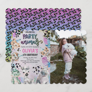 Cute Birthday Party Animals Photo Invitation