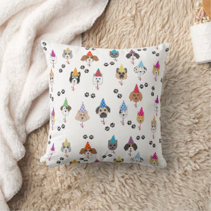 Cute Birthday Party Dogs Pattern Cushion