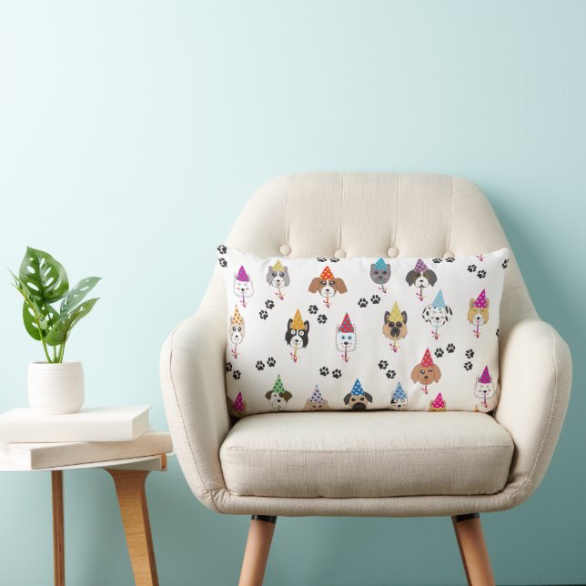 Cute Birthday Party Dogs Pattern Lumbar Cushion (Chair)