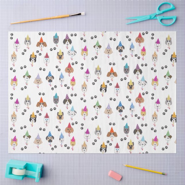 Cute Birthday Party Dogs Pattern Tissue Paper (Craft)