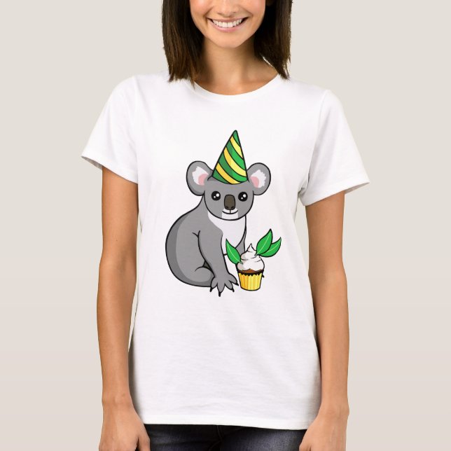 Cute Birthday Party Koala with Cupcake Shirt (Front)